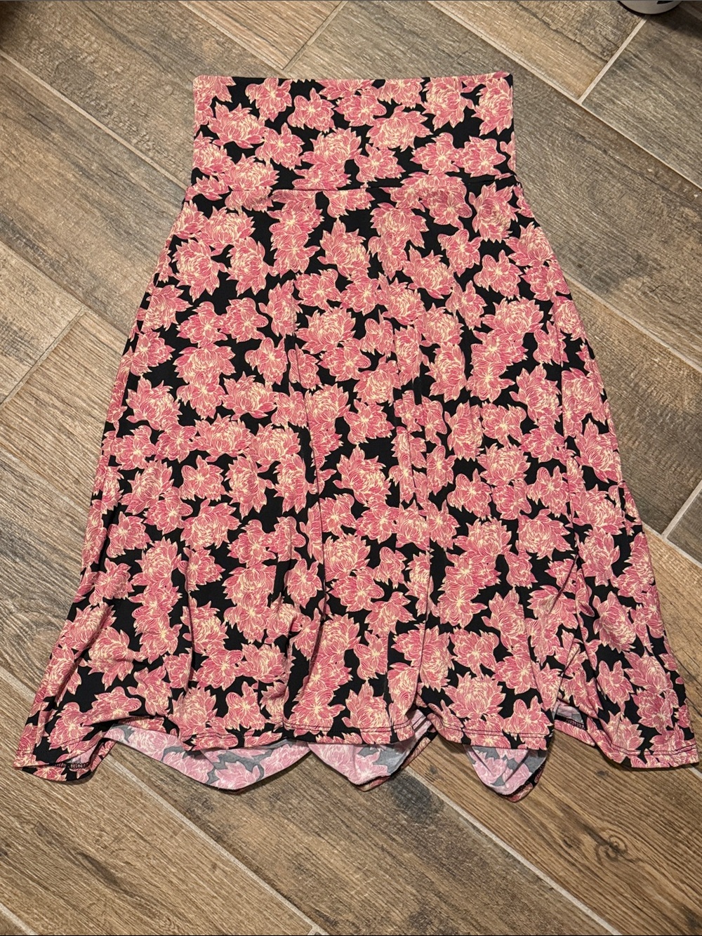 Floral A-Line Mini Dress / Midi Skirt in Pink and Black